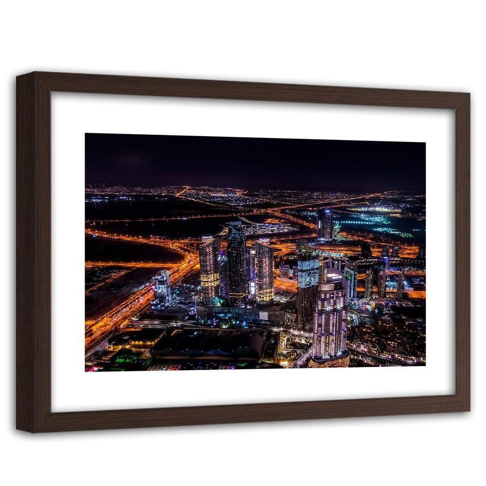 Glezna brūnā rāmī - Dubai At Night Home Trends DECO