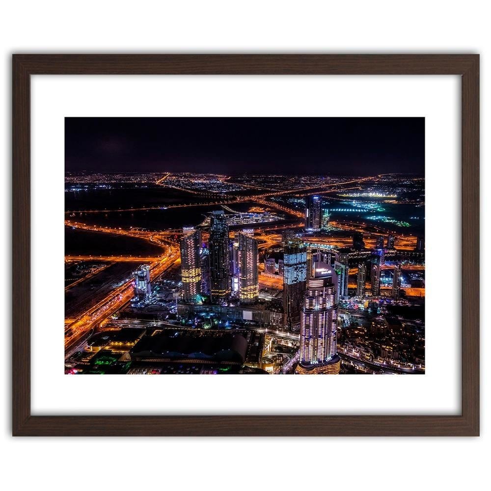 Glezna brūnā rāmī - Dubai At Night Home Trends DECO