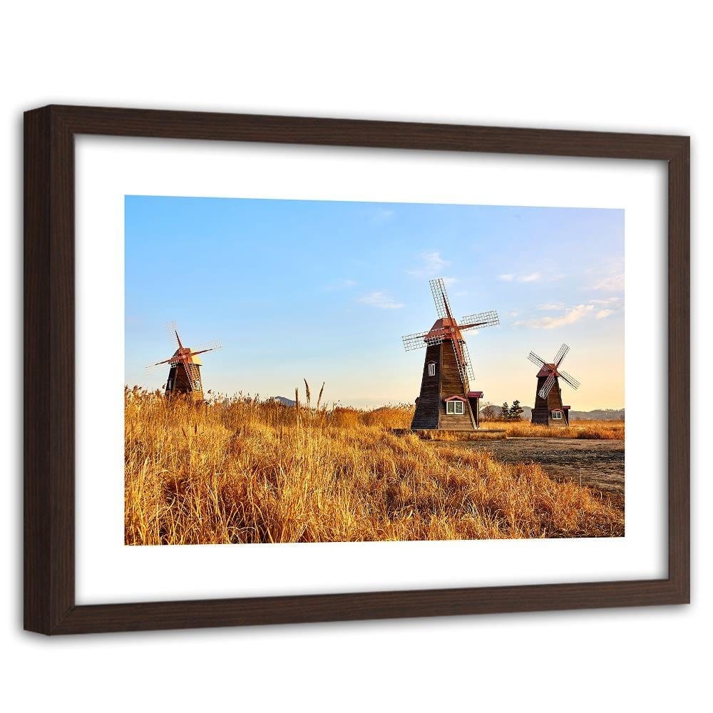 Glezna brūnā rāmī - Dutch Windmills Home Trends DECO