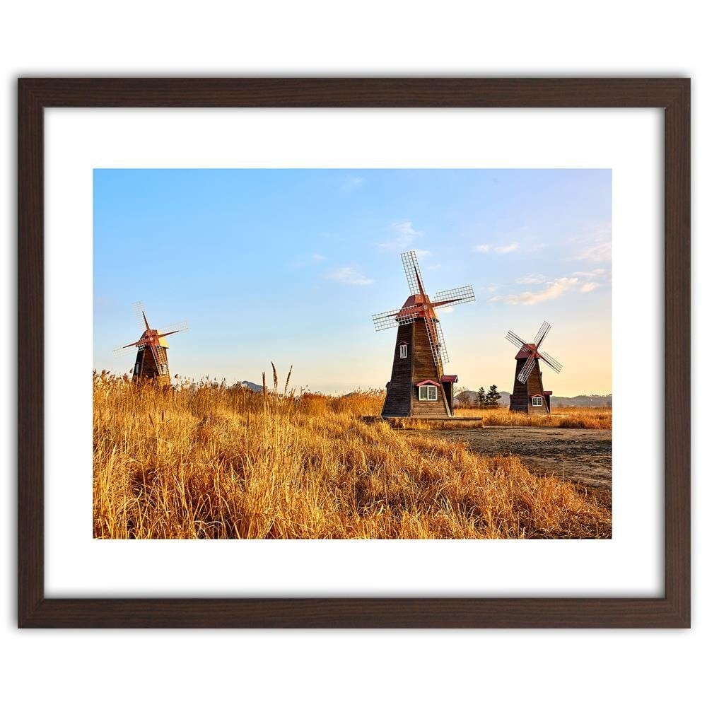 Glezna brūnā rāmī - Dutch Windmills Home Trends DECO