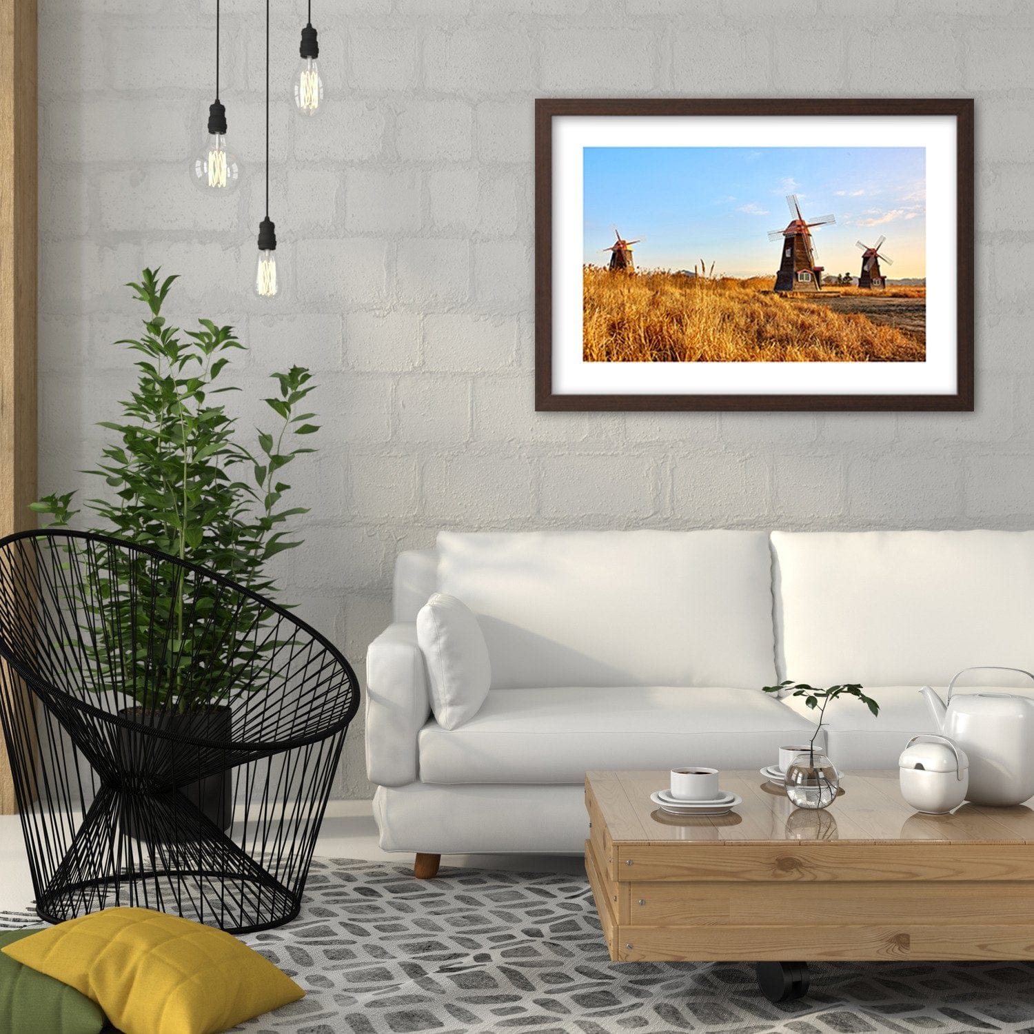 Glezna brūnā rāmī - Dutch Windmills Home Trends DECO