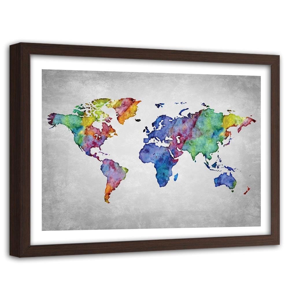 Glezna brūnā rāmī - Ed World Map Home Trends DECO