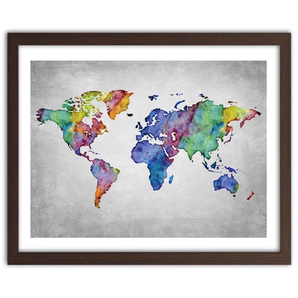Glezna brūnā rāmī - Ed World Map Home Trends DECO