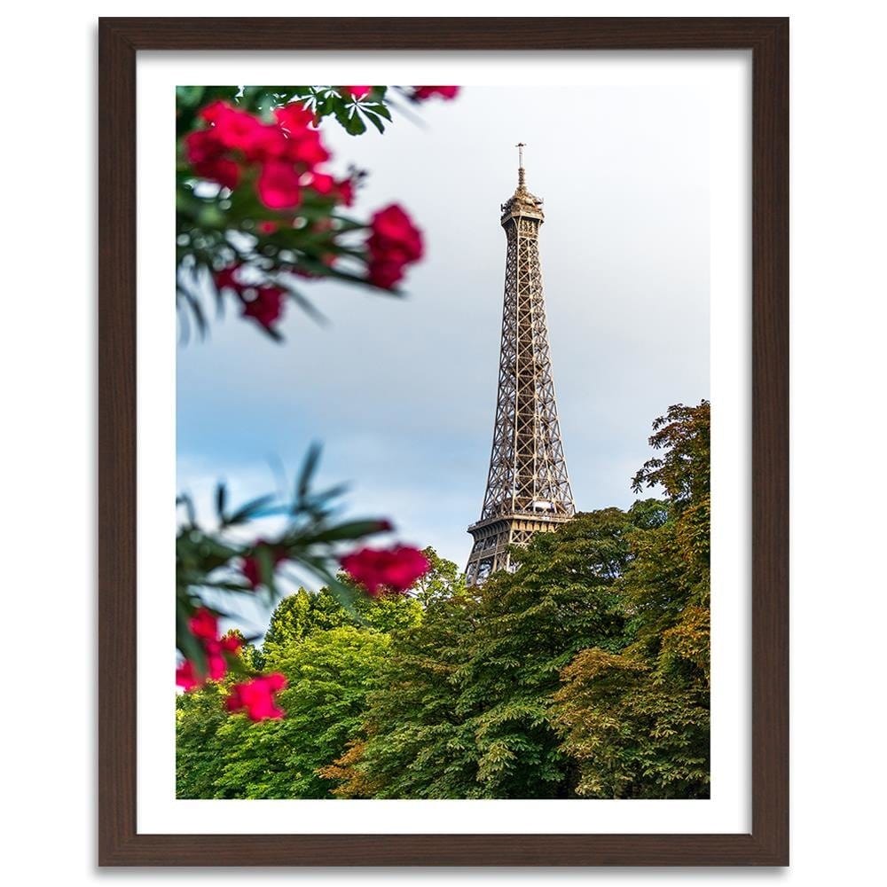 Glezna brūnā rāmī - Eiffel Tower And Flower Home Trends DECO