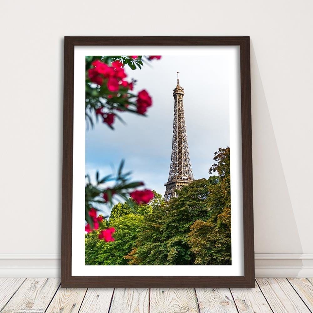 Glezna brūnā rāmī - Eiffel Tower And Flower  Home Trends DECO