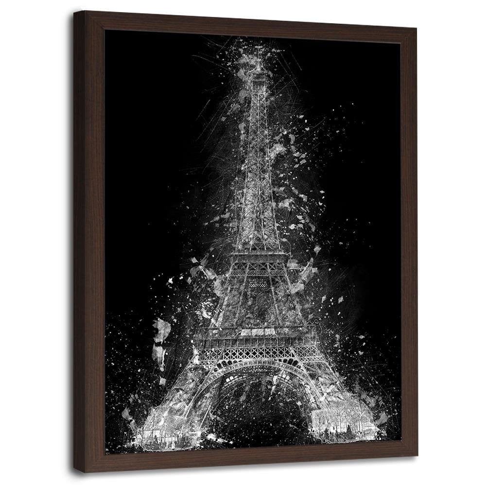 Glezna brūnā rāmī - Eiffel Tower At Night Home Trends DECO