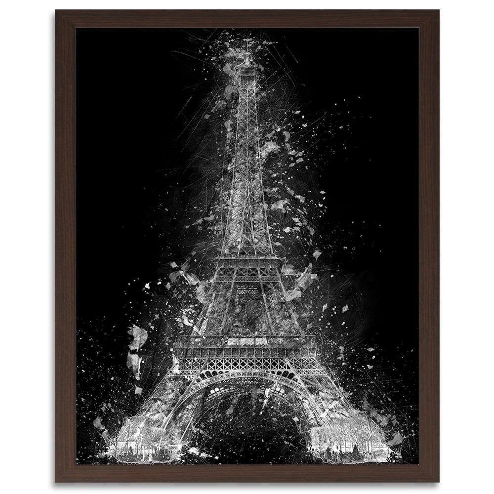 Glezna brūnā rāmī - Eiffel Tower At Night Home Trends DECO