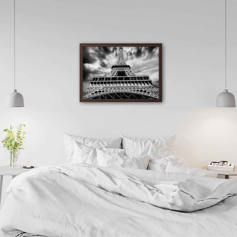 Glezna brūnā rāmī - Eiffel Tower Black And White Home Trends DECO