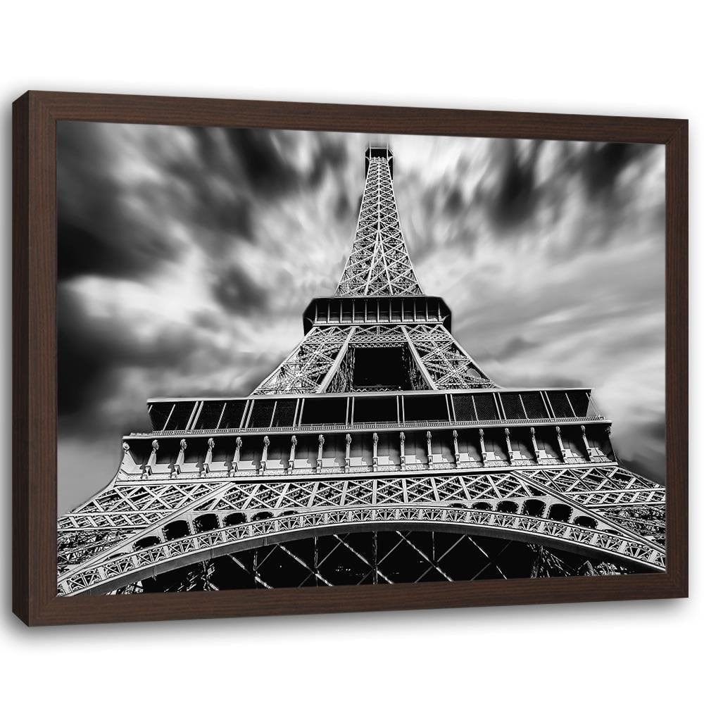 Glezna brūnā rāmī - Eiffel Tower Black And White Home Trends DECO