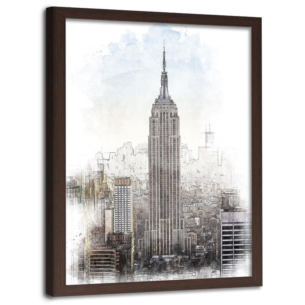 Glezna brūnā rāmī - Empire State Building Image Brown Home Trends DECO