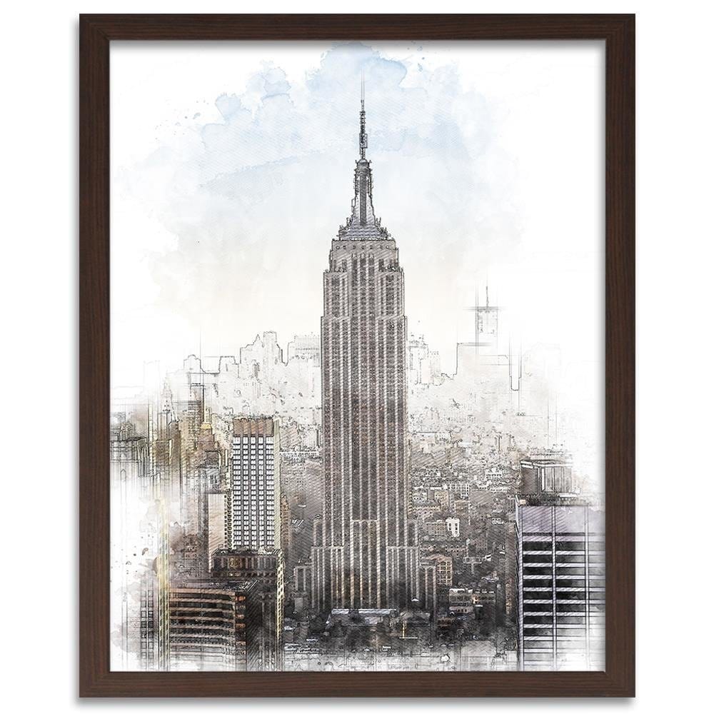Glezna brūnā rāmī - Empire State Building Image Brown Home Trends DECO