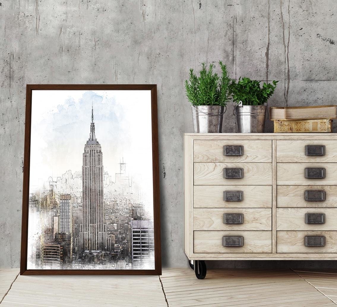 Glezna brūnā rāmī - Empire State Building Image Brown Home Trends DECO