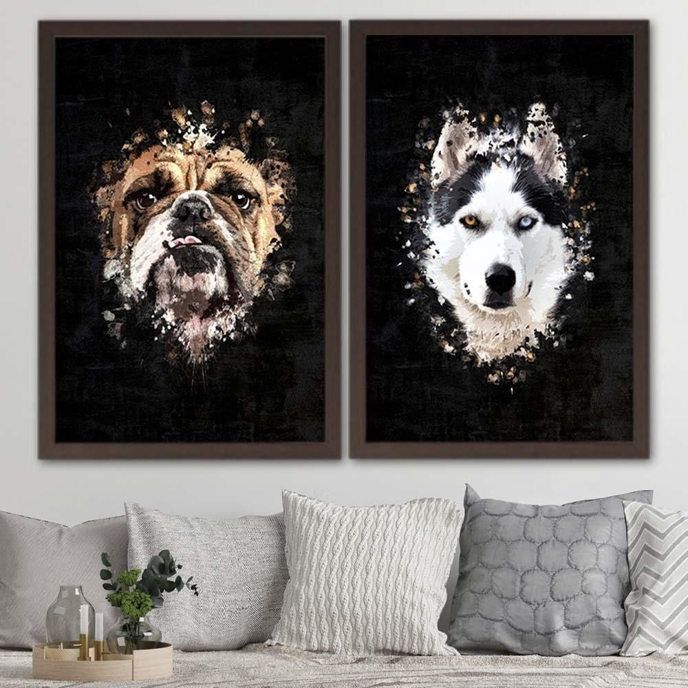 Glezna brūnā rāmī - English Bulldog Home Trends DECO