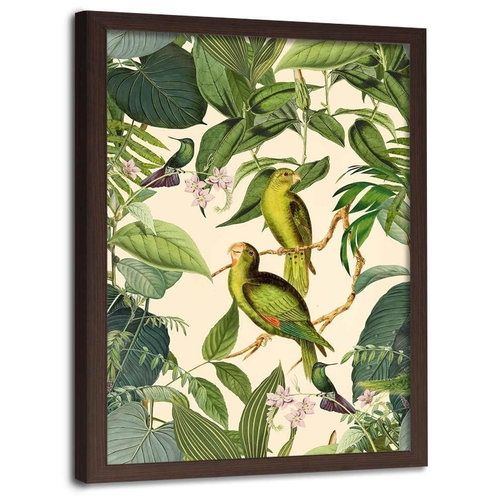Glezna brūnā rāmī - Exotic Birds Home Trends DECO