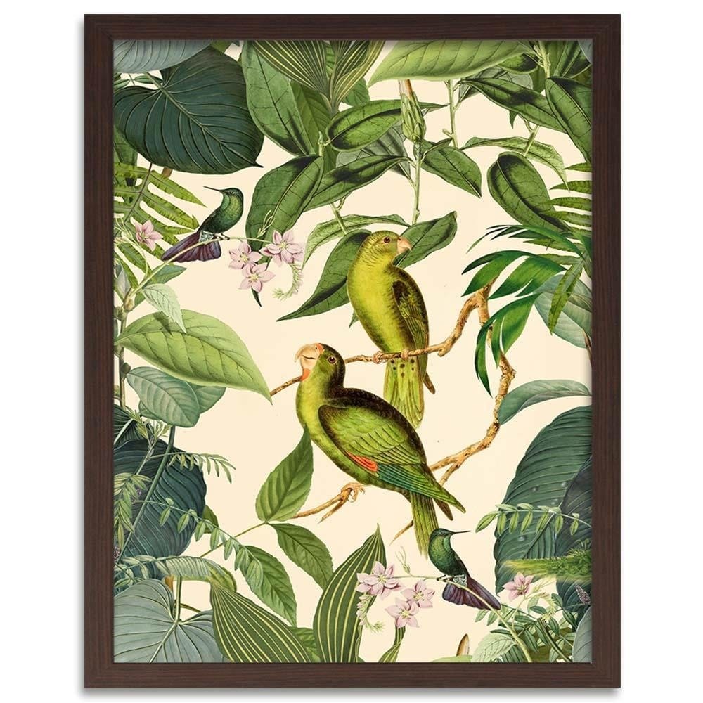 Glezna brūnā rāmī - Exotic Birds Home Trends DECO