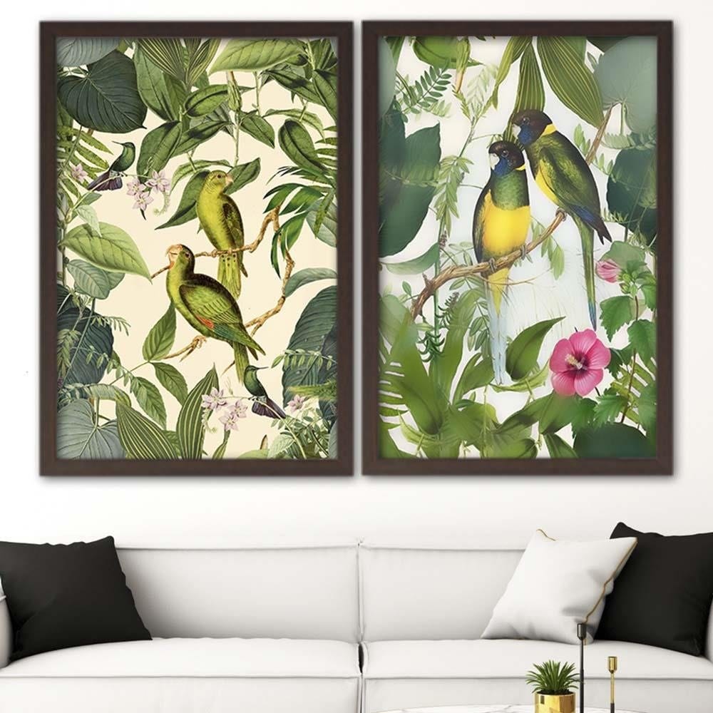 Glezna brūnā rāmī - Exotic Birds Home Trends DECO