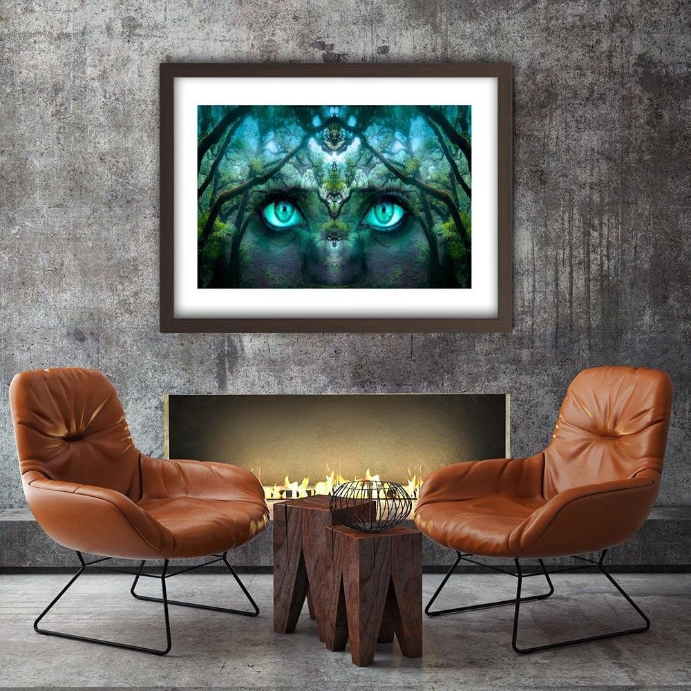Glezna brūnā rāmī - Eyes Among The Branches Of Fantasy Home Trends DECO