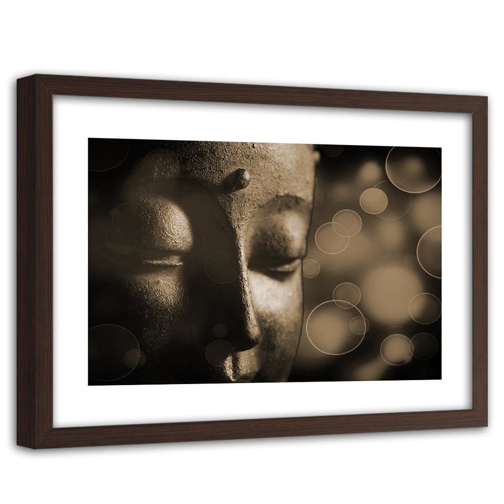 Glezna brūnā rāmī - Face Of Buddha Wheel Home Trends DECO