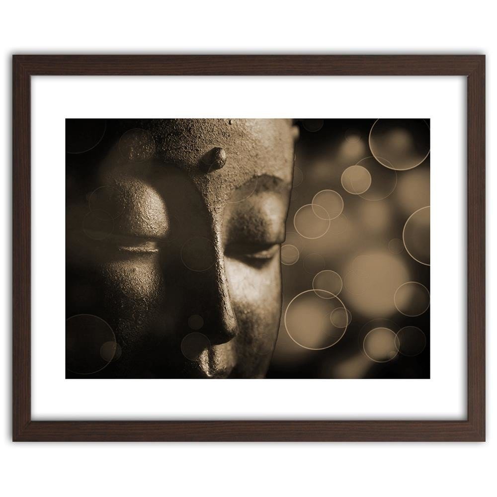 Glezna brūnā rāmī - Face Of Buddha Wheel Home Trends DECO