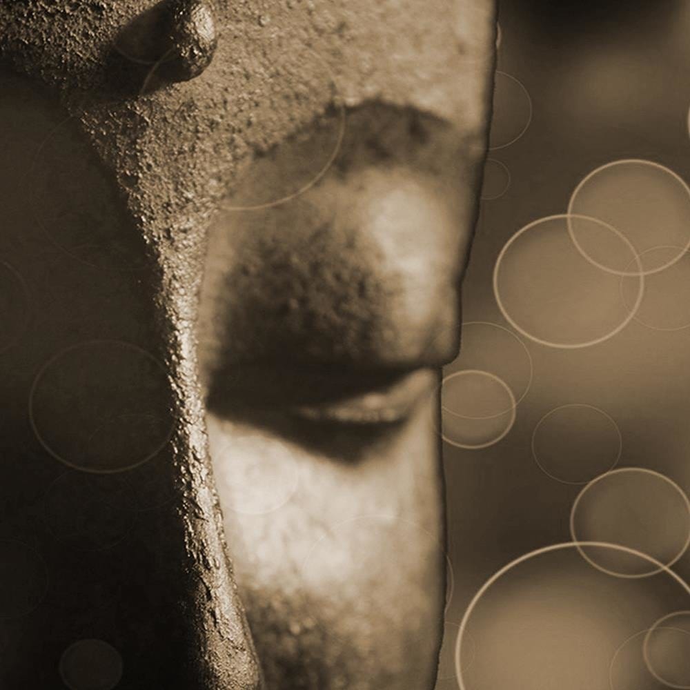 Glezna brūnā rāmī - Face Of Buddha Wheel Home Trends DECO