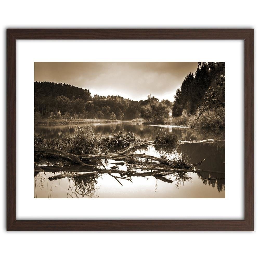 Glezna brūnā rāmī - Fallen Tree In The Lake 1 Home Trends DECO