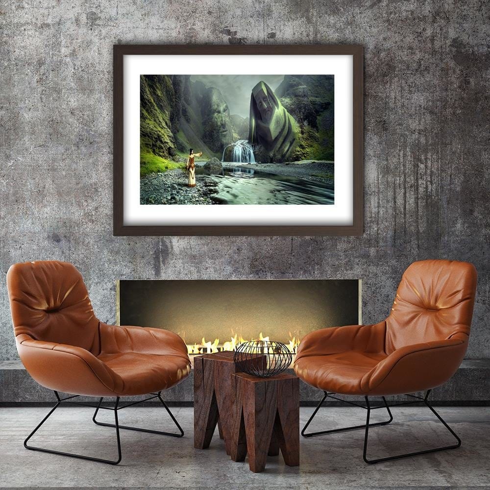 Glezna brūnā rāmī - Fantasy Woman On The River Home Trends DECO