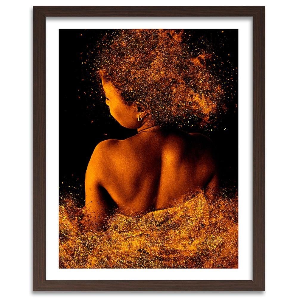 Glezna brūnā rāmī - Fashion Woman In Gold Dust Home Trends DECO
