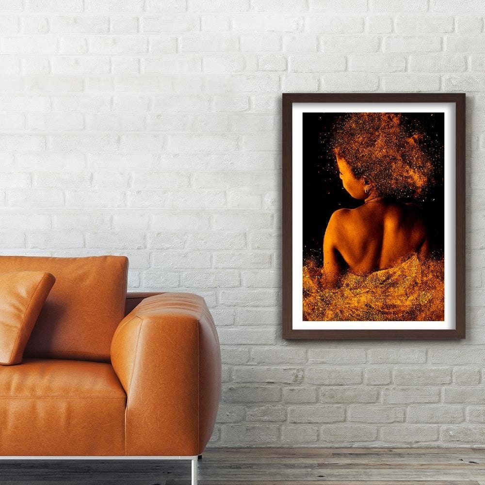 Glezna brūnā rāmī - Fashion Woman In Gold Dust Home Trends DECO