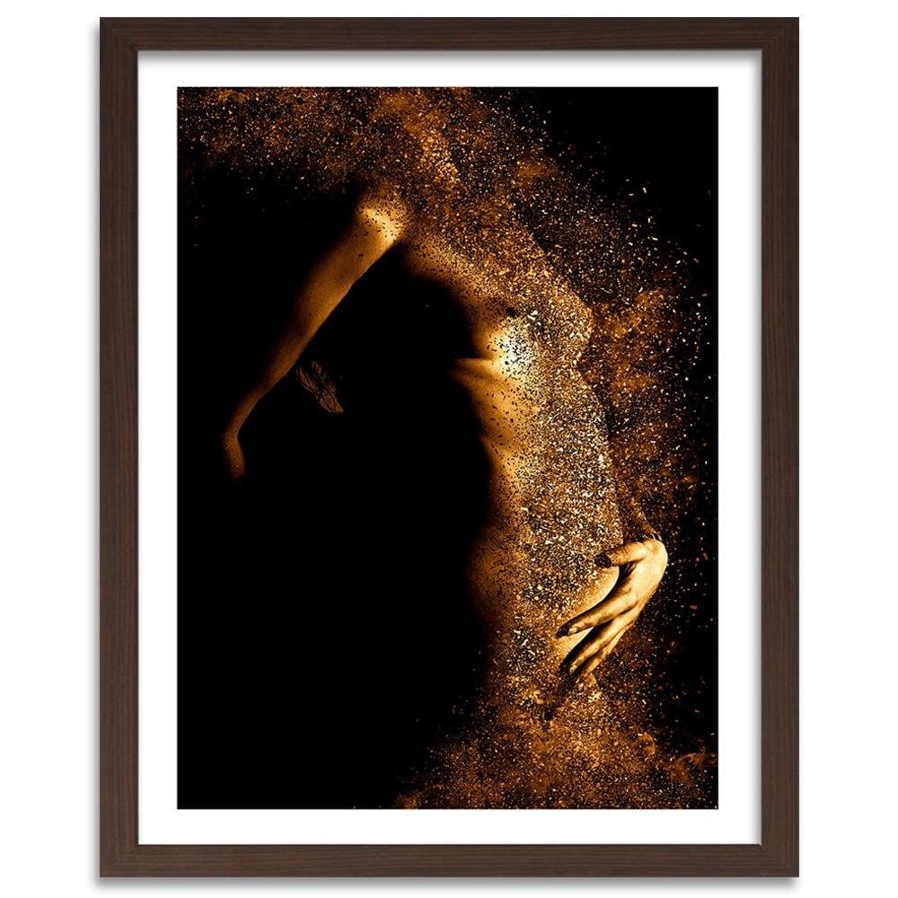 Glezna brūnā rāmī - Female Nude Gold Dust Home Trends DECO