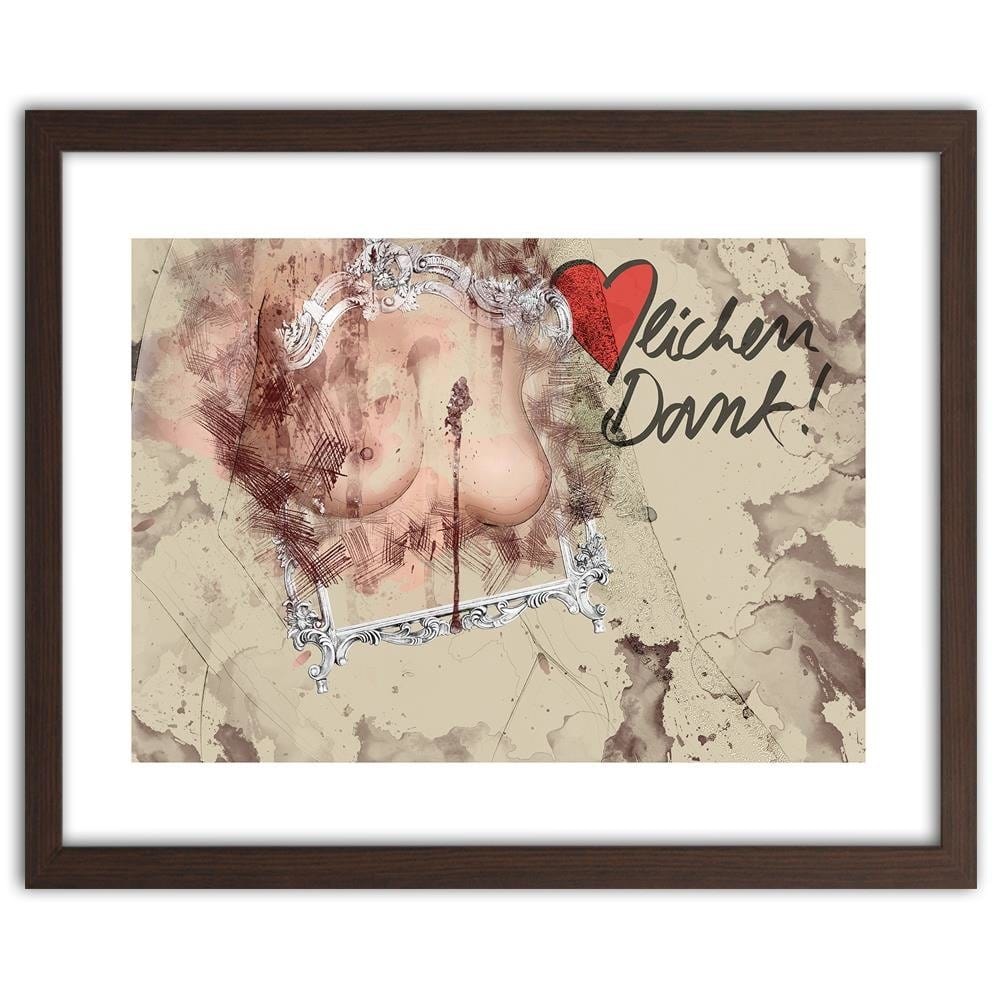 Glezna brūnā rāmī - Feminine Bust Abstraction Home Trends DECO