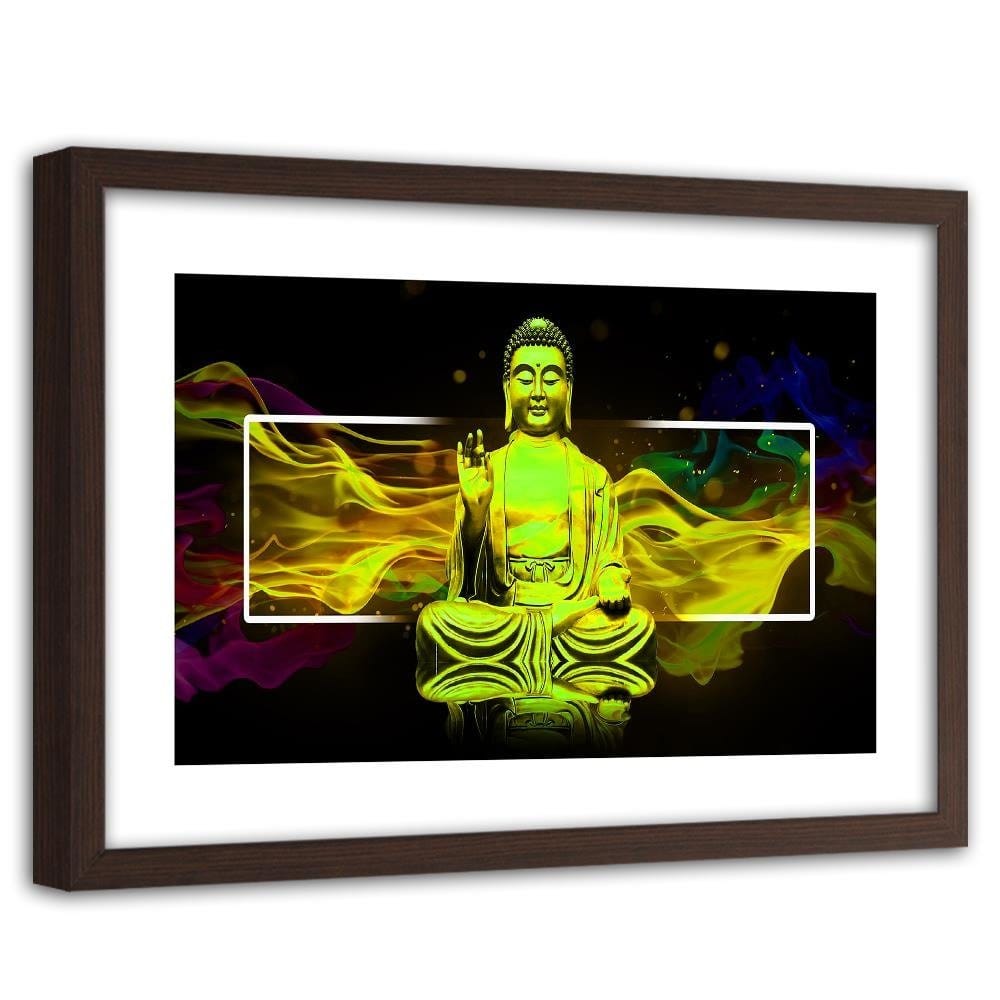 Glezna brūnā rāmī - Figure Meditating Buddha Home Trends DECO