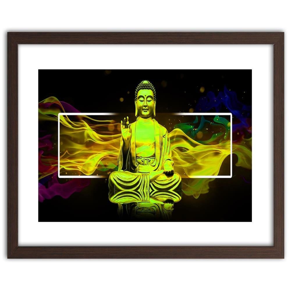 Glezna brūnā rāmī - Figure Meditating Buddha Home Trends DECO