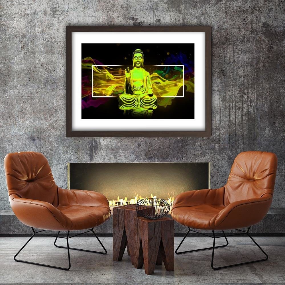 Glezna brūnā rāmī - Figure Meditating Buddha Home Trends DECO
