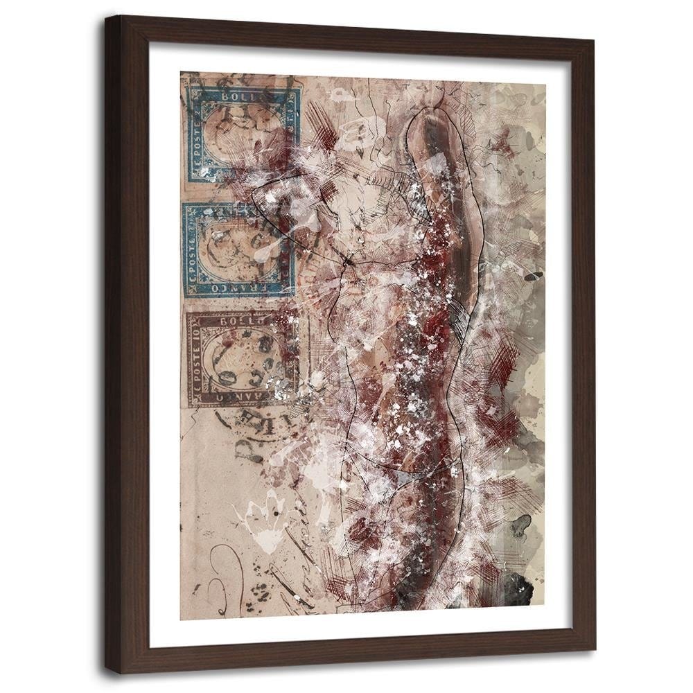 Glezna brūnā rāmī - Figure Women Abstraction Home Trends DECO