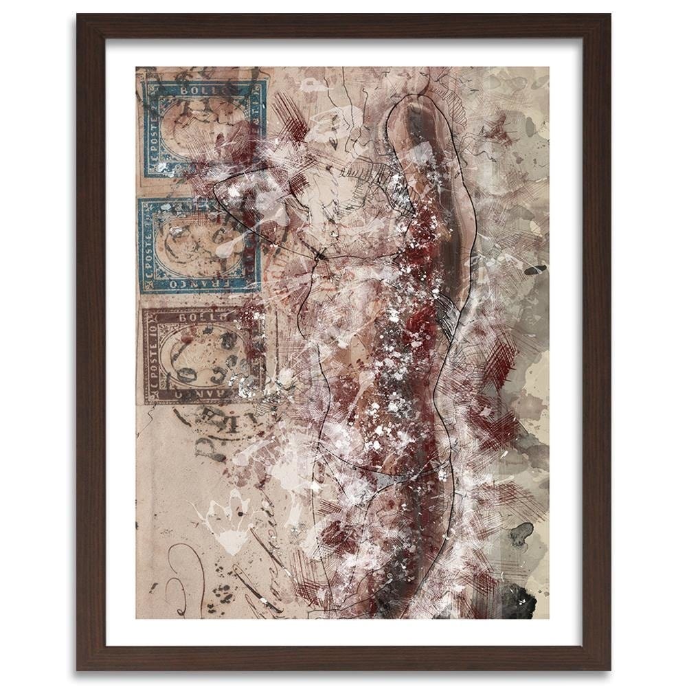 Glezna brūnā rāmī - Figure Women Abstraction Home Trends DECO