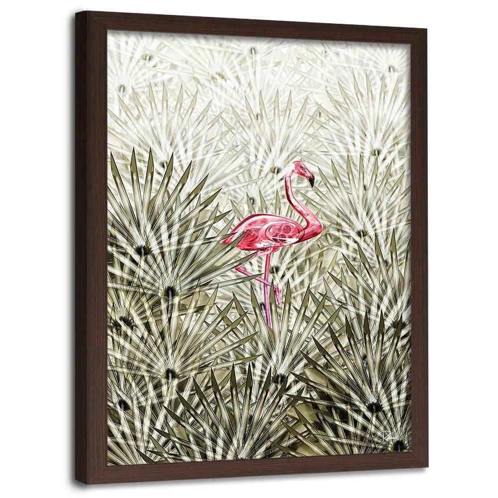 Glezna brūnā rāmī - Flamingo Digital Pink Home Trends DECO