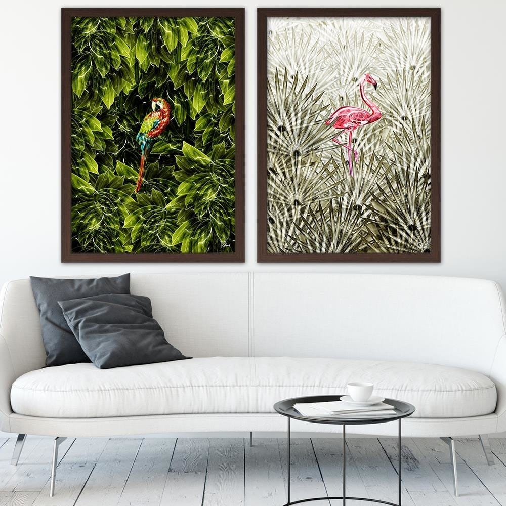 Glezna brūnā rāmī - Flamingo Digital Pink Home Trends DECO