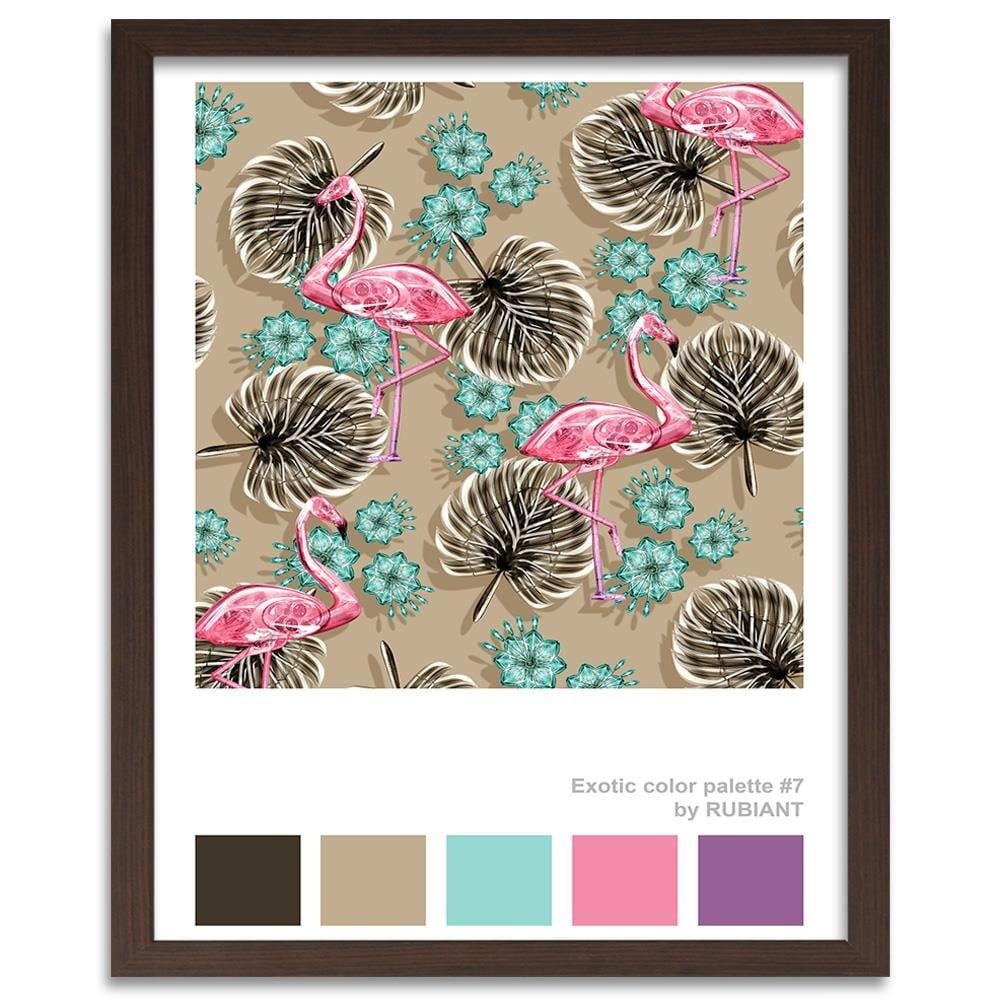 Glezna brūnā rāmī - Flamingos Brown Home Trends DECO