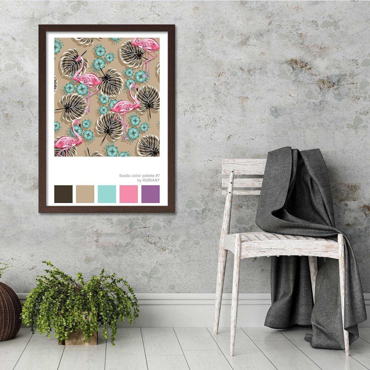 Glezna brūnā rāmī - Flamingos Brown Home Trends DECO