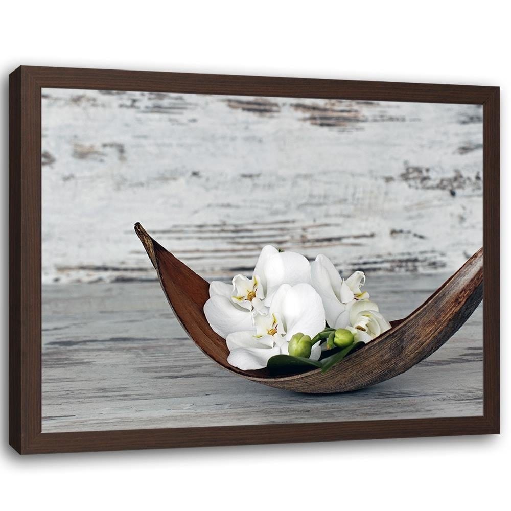 Glezna brūnā rāmī - Flower On The Wood Home Trends DECO