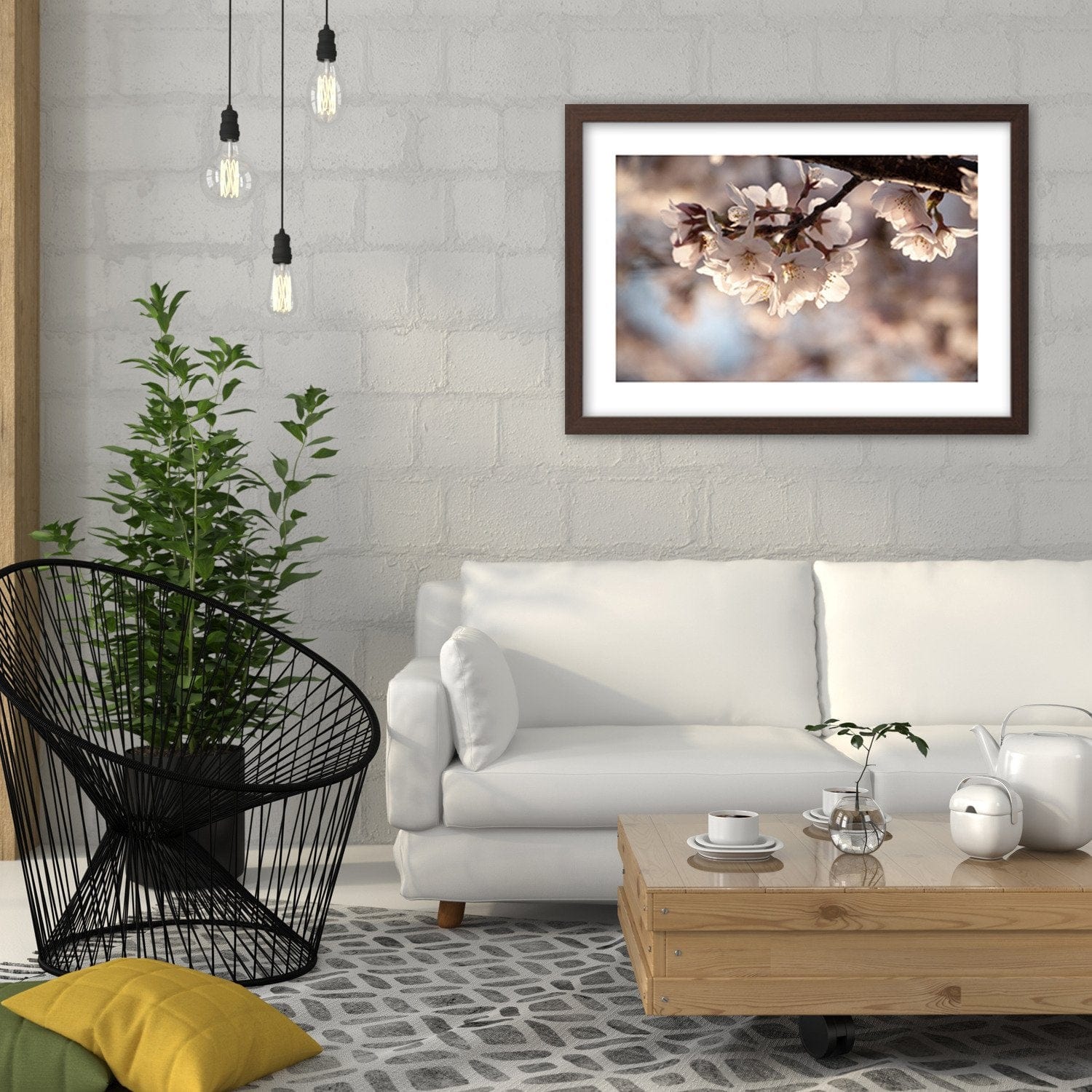 Glezna brūnā rāmī - Flowering Cherry Home Trends DECO