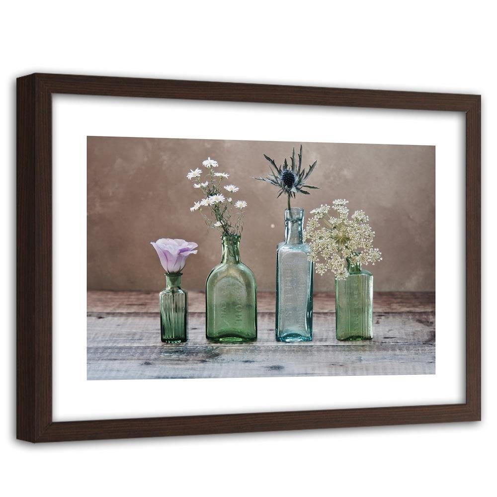 Glezna brūnā rāmī - Flowers In Glass Vases Home Trends DECO