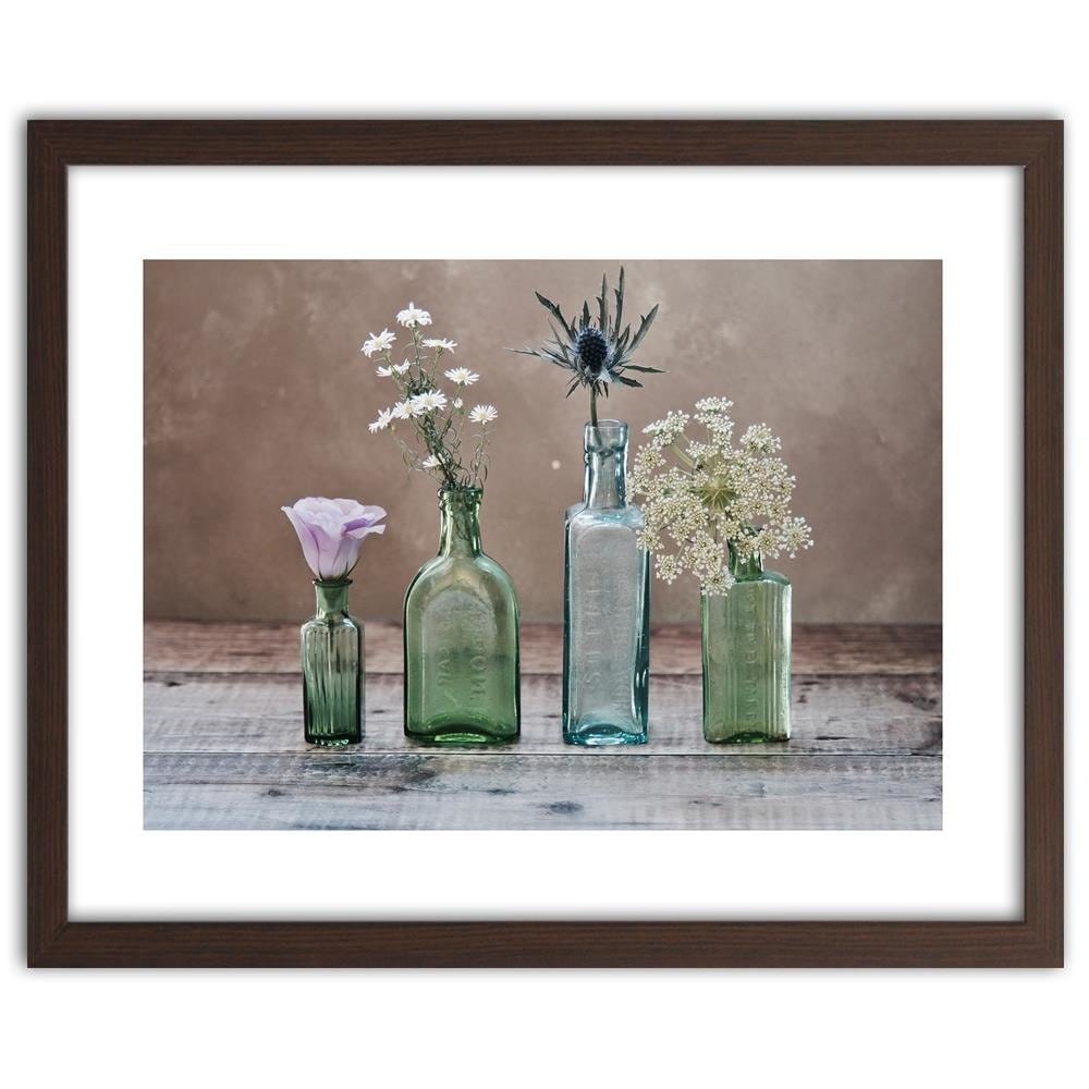 Glezna brūnā rāmī - Flowers In Glass Vases Home Trends DECO