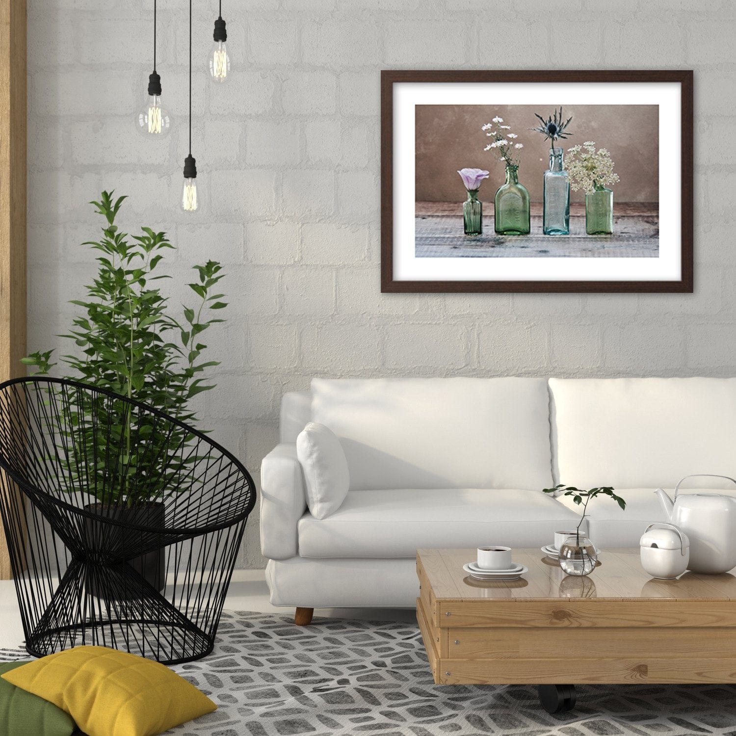 Glezna brūnā rāmī - Flowers In Glass Vases Home Trends DECO