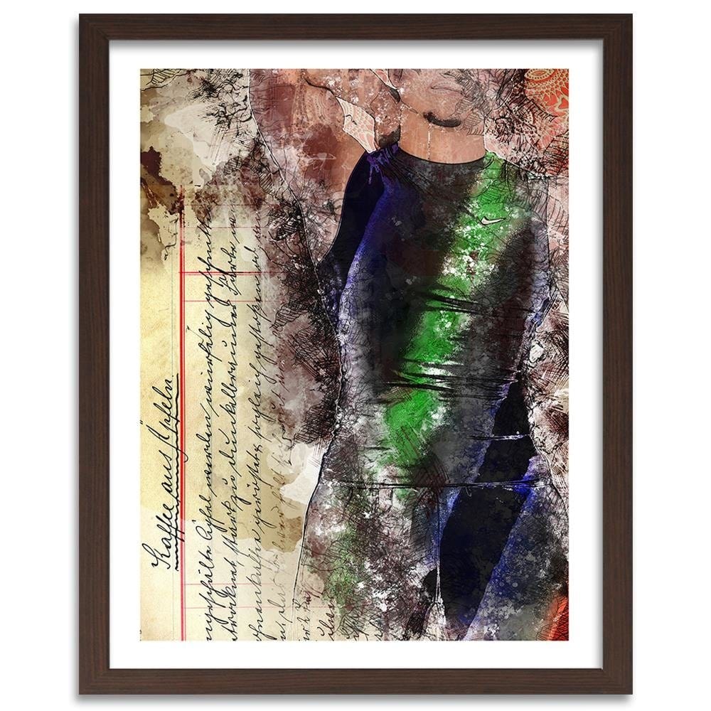 Glezna brūnā rāmī - Footballer Abstraction Home Trends DECO