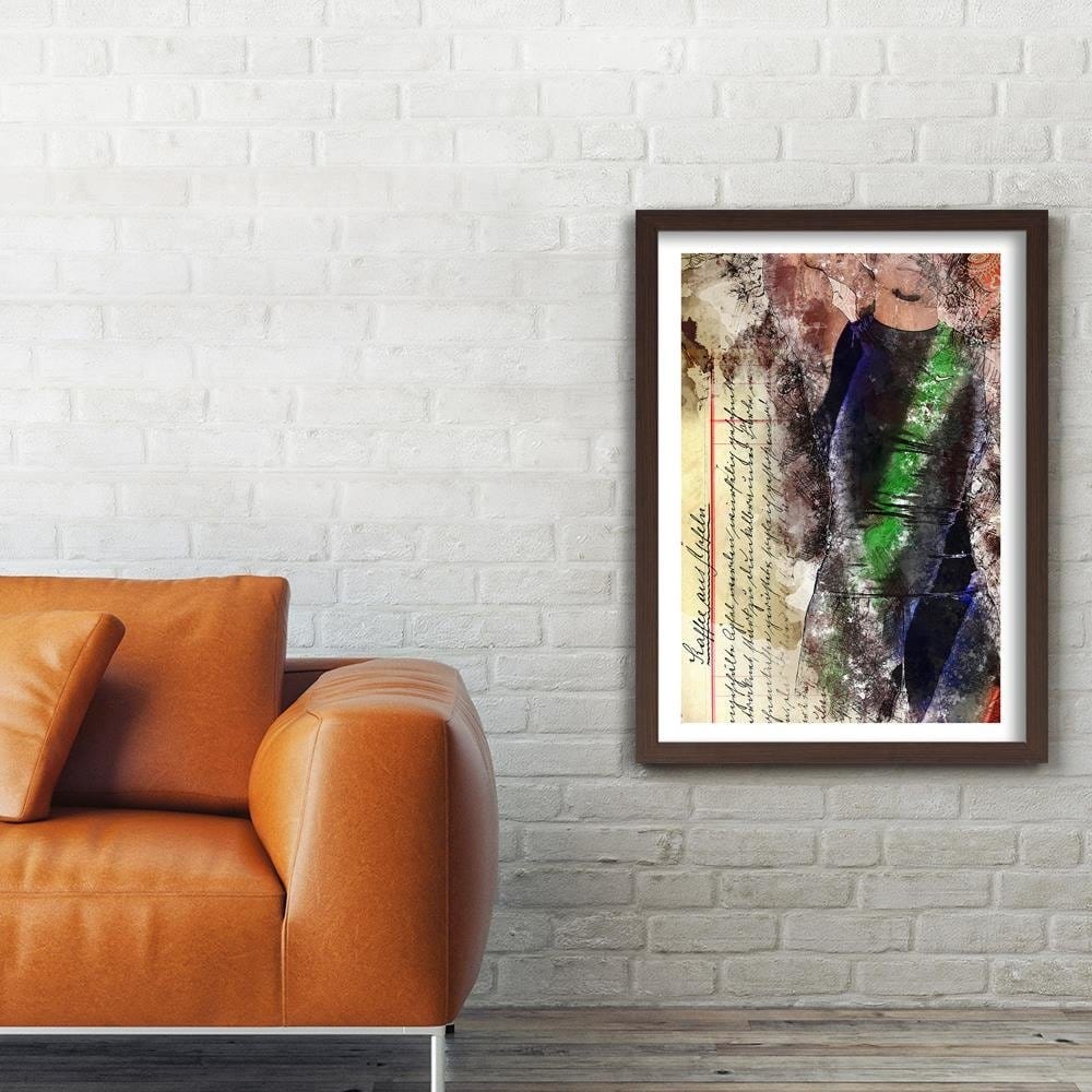 Glezna brūnā rāmī - Footballer Abstraction Home Trends DECO