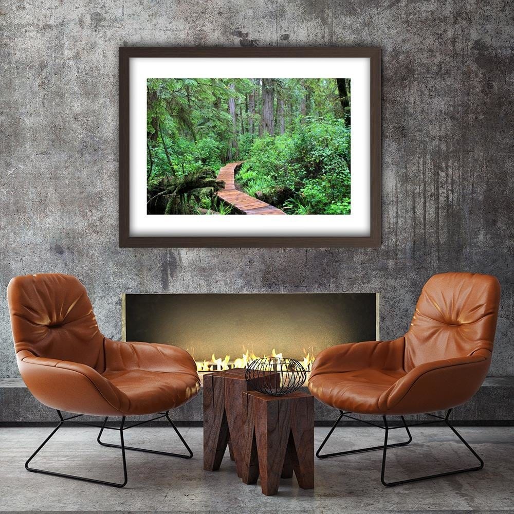 Glezna brūnā rāmī - Footbridge In The Forest Home Trends DECO