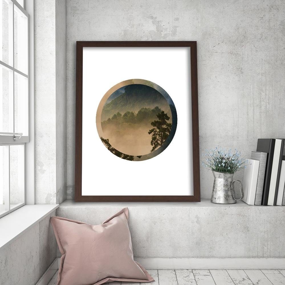 Glezna brūnā rāmī - Forest In A Circle Home Trends DECO