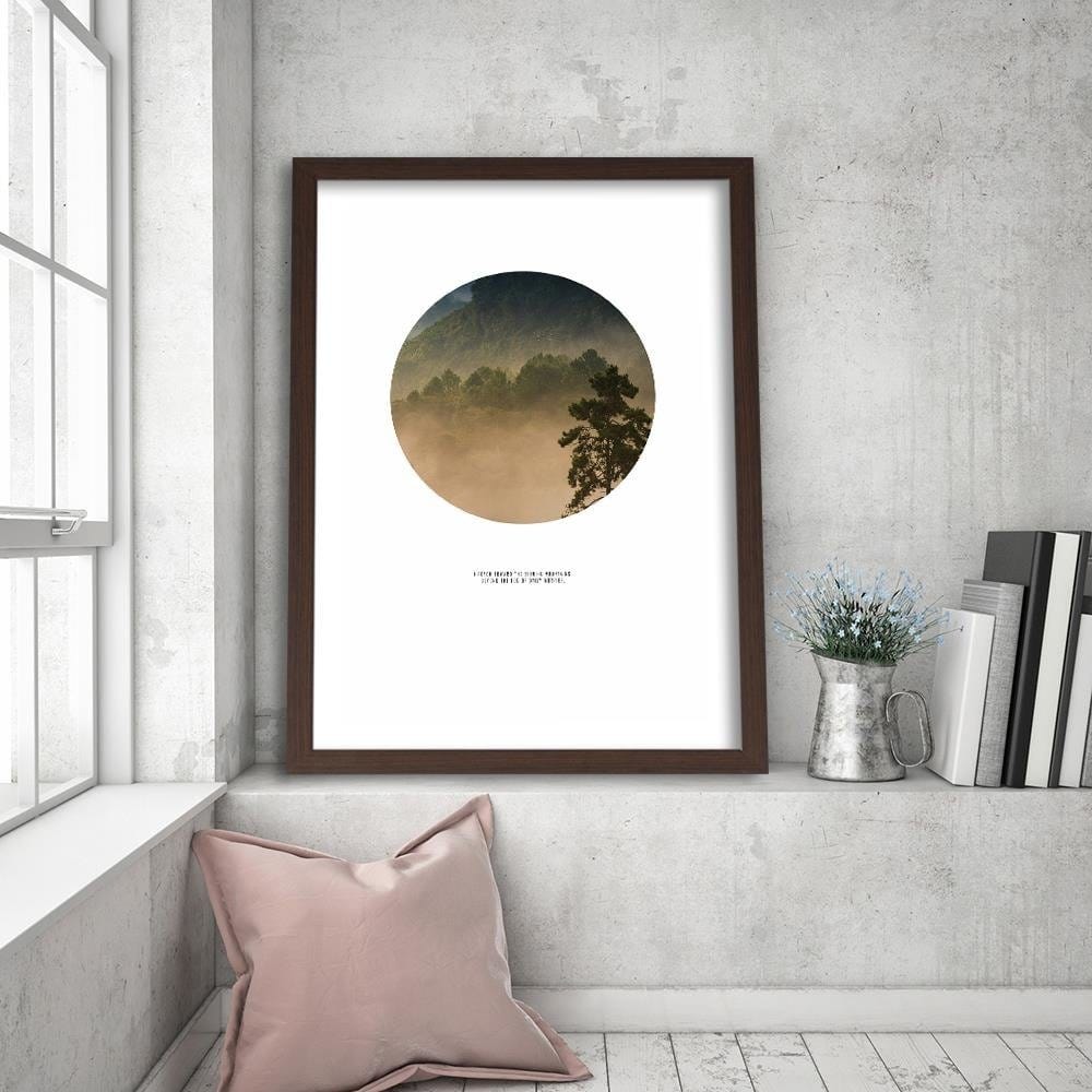 Glezna brūnā rāmī - Forest In A Circle Home Trends DECO