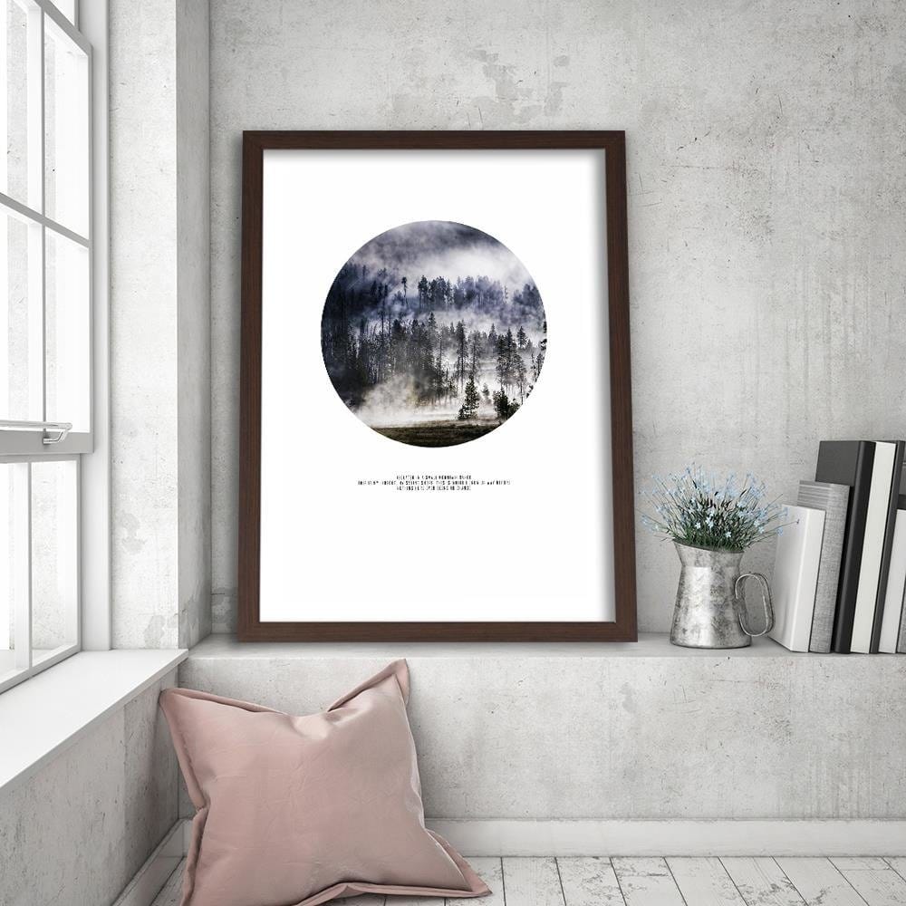 Glezna brūnā rāmī - Forest In Smoke Home Trends DECO